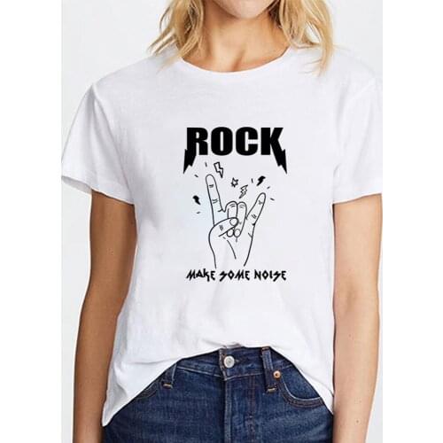 T-shirt Women Lady Fashion rock gesture Printing 90s Clothing Womens Clothes T Shirt Tee for Tshirt Female Top Harajuku Graphics
