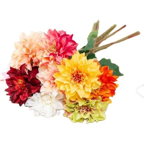 5Pcs Fake Single Stem Dahlia 24" Length Simulation Spring Peony for Wedding Home Decorative Artificial Flowers