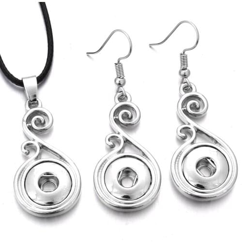 Newest Snap Button Jewelry Set Mini 12mm Snap Pendant Necklace & 12mm Snap Button Earrings for Women Girls Summer Jewelry