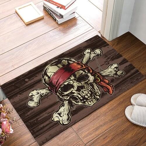 Pirate Skull Pattern Doormats For Entrance Way Bathroom Accessories Set Dirt Debris Mud Trapper Floor Carpets Area Runners