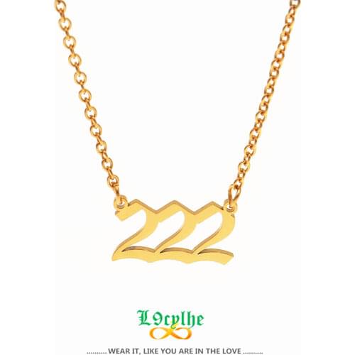 Kpop Bijoux Angel Number Pendant Necklace 444 111 333 555 666 888 999 777 222 Choker Stainless Steel Gold Necklace Women Jewelry