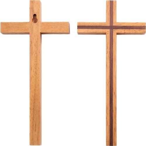 2pcs solid wood cross Christian Catholic Wood Jesus Christ Cross Wall Church Religious Prayer Hanging Decor
