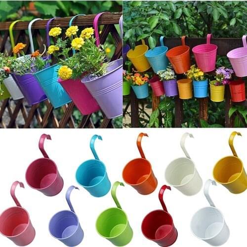 1pcs Wall Hanging Pots Metal Flower Pots Iron Garden Planter Pots Bucket Hanging Planter Flower Pot Candy Tin Bucket Home Decor