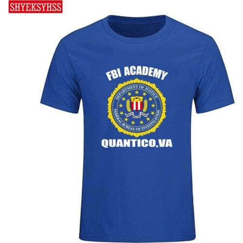 Men Tshirt FBI Academy Quantico VA Police US Department of Justice printed T shirt men Army O-neck shirt cotton T-shirt