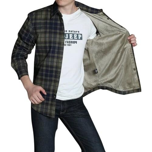Winter Snow Warm Men Shirts Fleece lined Plaid Plus Velvet Outdoor Sports 100% Cotton New Windbreaker Male Shirt Blouses