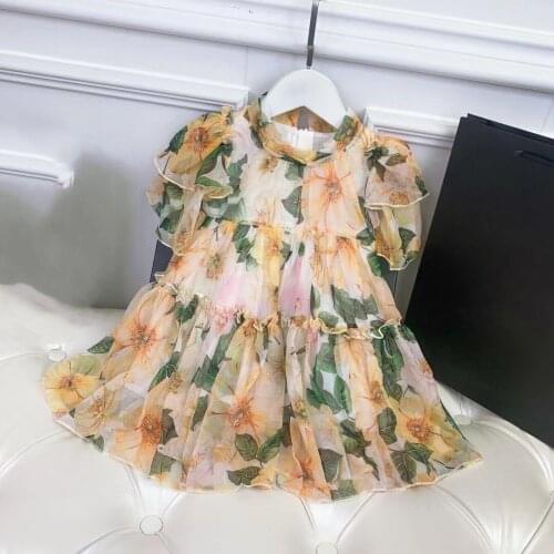 2021 new Baby Girls Dress New Summer Kids Girl Princess Dresses Floral Sweet Dress Lovely Casual Costume Children Clothing