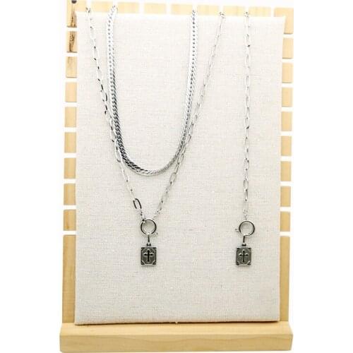 New multi - layered wear necklace simple cross retro trend versatile fashion bracelet necklace set