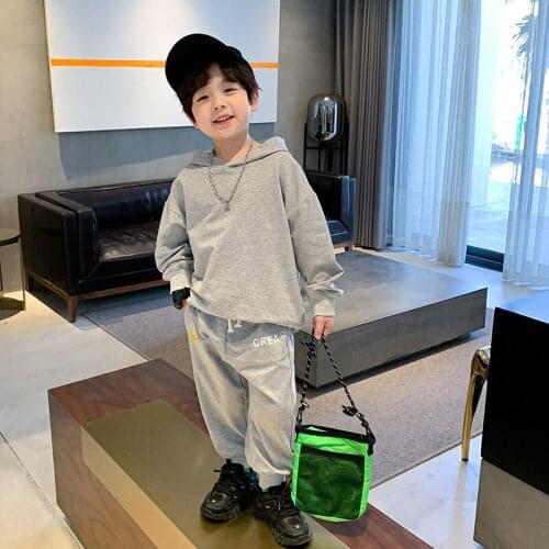 New Casual Spring Summer Childrens Clothes Suit Boys Sweatshirts + Pants 2pcs/Set Kids Teenage Top School Beach Boy Clothing