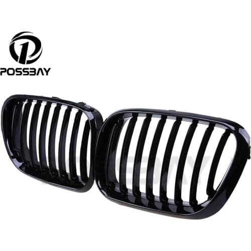 POSSBAY For BMW X5 E53 2000-2003 Pre-facelift Auto Car Racing Grills Front Grille Painting Gloss Black Wide Kidney Hood Grills