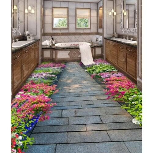 Self-adhesive Large Custom Kitchen Bathroom Flooring wallpaper waterpoof 3D Flooring Corridor aisle ground sticker paper