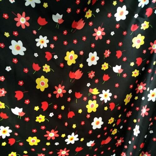 Silky floral Soft Satin Material DIY Lining craft Tilda doll lovely glossy Polyester Charmeuse Fabric