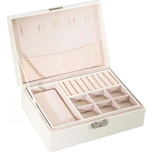 2021 Jewelry Box PU Creative Leather Storage Earring Portable Multi-layer Makeup Box Watch Case Necklace Holder