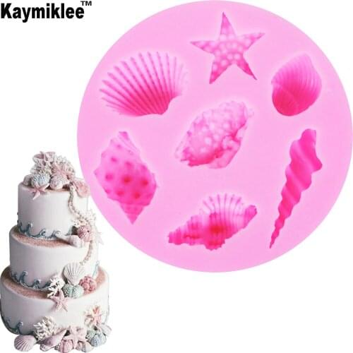 M230 10 holes Sea Shell Conch Starfish Silicon Mold Chocolate Candy Sugar Gumpaste Clay Fondant Cake Decoration Mold
