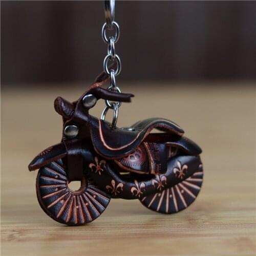 The First Layer Of Cowhide Creative Handmade Mini Motorcycle Simulation Toy Backpack Pendant Car Key Chain Pendant