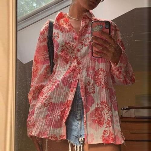 2000s Vintage Women Shirt Button Long Sleeve Blouse Y2K Aesthetic Autumn Spring Clothes Streetwear Female Fashion Shirt Top