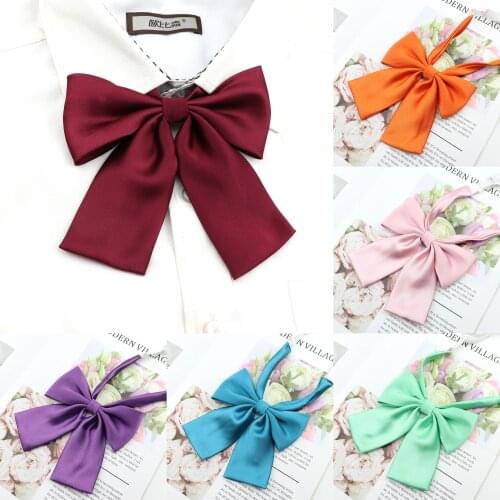 18 Colors Silk Chic Neck Wear Bow Ties Solid Color High Quality Bowties Handiness Simple Shirt Accessory Cravat Butterfly Women
