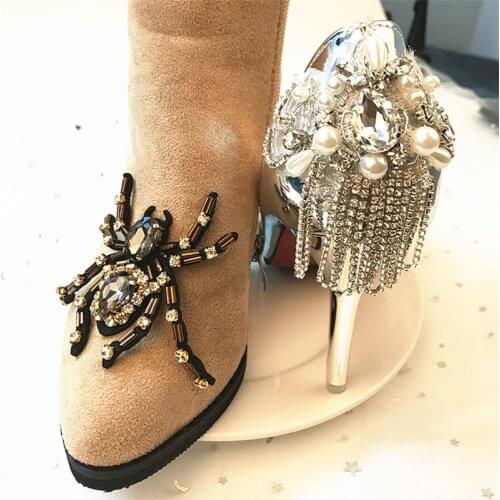 2Pcs/Lot Crystal Rhinestone Applique Tassels Flatback Sew On Claw Diamond Pearl Diy Wedding Shoe Party Dress Corsage Decoration