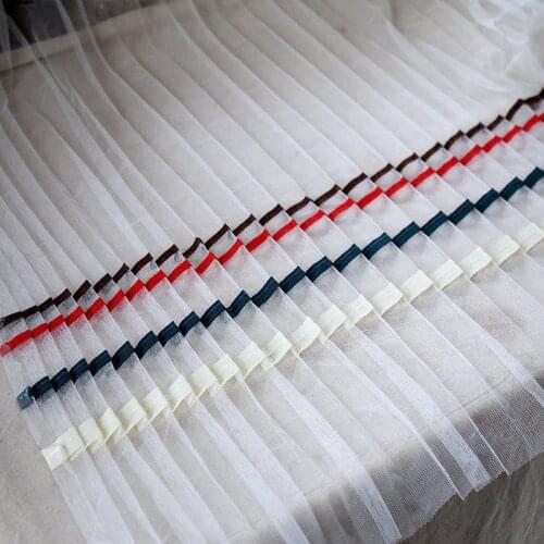 GLace 1Y/lot white organ pleated stretchy mesh fabric wedding dress cloth accessories TX1138