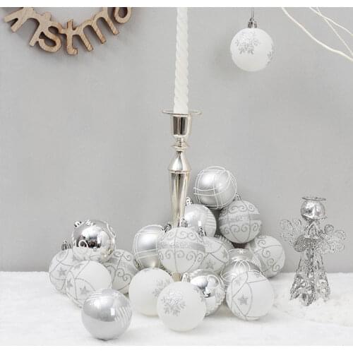 24Pcs 6cm White Snow Ball Ornaments Decoration Ramadam Party Wedding Birthday Christmas Baby Shower Home Decoration Supplies