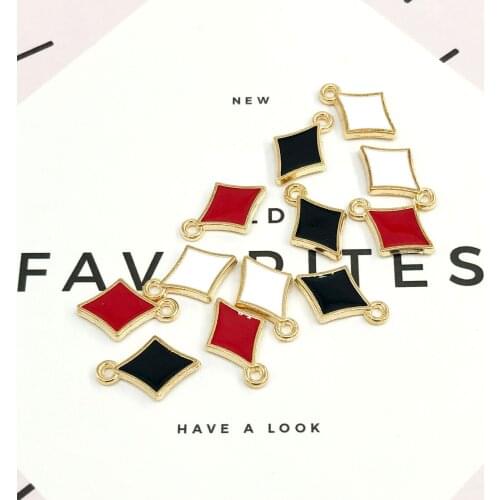 30pcs/lot 10*15mm Rhombus Shape Enamel Charms Pendant fit Bracelet DIY Craft Jewelry Accessories