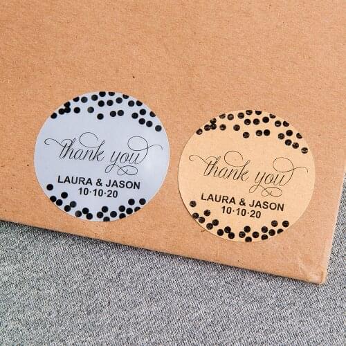 #39BGJ-40mm diameter round sticker, matte silver, kraft paper, matte white sticker,Wedding label stickers,Thank you