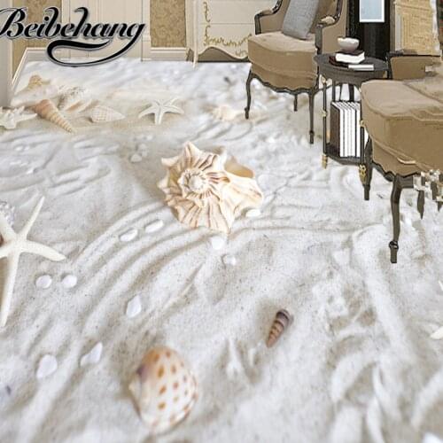 Beibehang Modern bathroom flooring custom stickers 3D murals marine sand shell starfish non-slip PVC self-adhesive waterproof