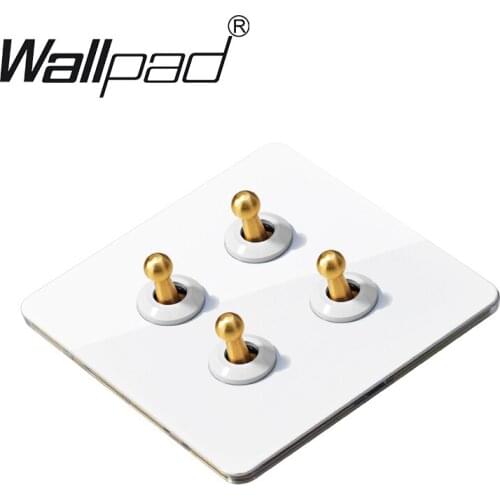 4 Gang Toggle Wallpad White White Stainless Steel Frame 4 Gang Light Switch Best Sellers Rocker Switch Wall panel
