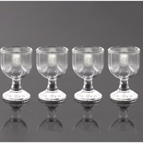 4Pcs 1/12 Doll House Miniature Resin Goblet Simulation Red Wine Glass Model Toys for Mini Decoration Dollhouse Accessories