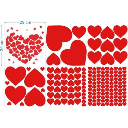 6Sheets Heart Window Stickers Decals DIY Self Adhesive Decorations for Wedding Anniversary Valentine Day