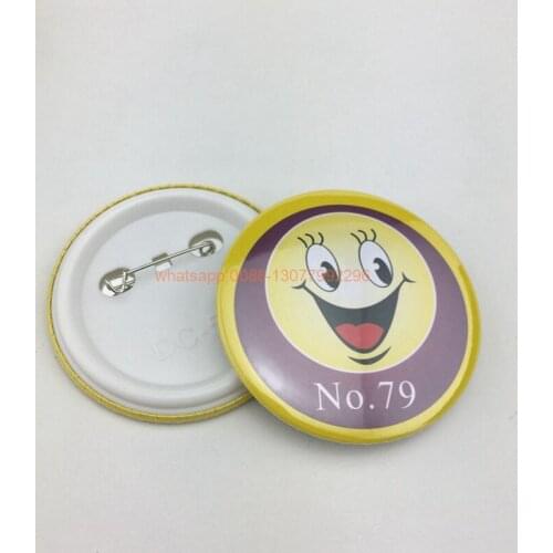 60pcs/one design Custom button badge promotion gift staff id badge 58*58mm pins Tinplate badge