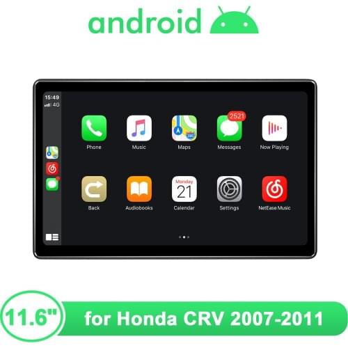 11.6" Radio 1Din Android 10 HD 1920*1080 Car Radio Multimedia Player Autoradio Carplay Tape Recorder GPS For Honda CRV 2007-2011