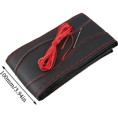 Car Steering Wheel Cover Braid On Steering Wheel With Needles and Thread Artificial leather Diameter 38cm Steering cover couvre