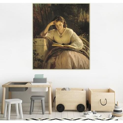 Citon Ivan Kramskoy《Reading woman (portrait of artists wife)》Canvas Art Oil Painting Poster Picture Wall Decor Home Decoration
