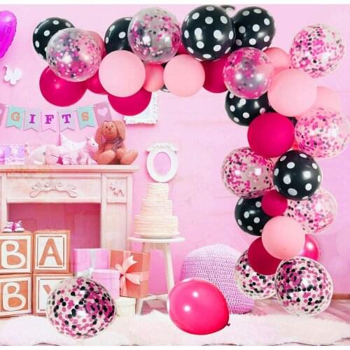 Disney Minnie Mouse Party Theme Garland Arch Set Confetti Glitter Latex Balloon For Baby Shower Kids Birthday Party Decorations