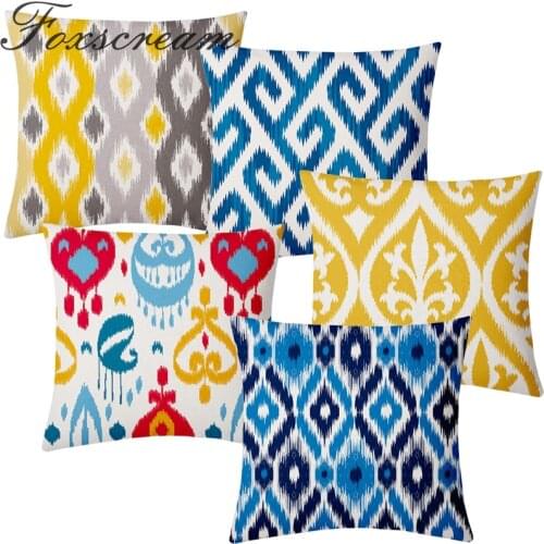 Nordic Style Decorative Pillows Covers Blue Geometric Cushion Cover Home Decor Velvet Throw Pillows Yellow Pillowcase For Sofa