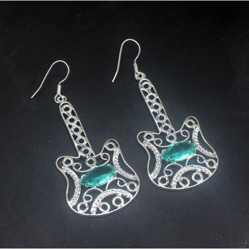 Gemstonefactory Big Promotion 925 Silver Excellent Hot Green Topaz Dangle Drop Earrings Jewelry Gift for Women 20213685