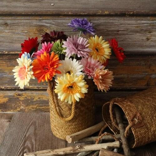 Silk Artificial African Daisy Flowers Wedding Home DIY Decor High Quality Craft Fake Flower Home Vase Decorative Fake Silk Daisy