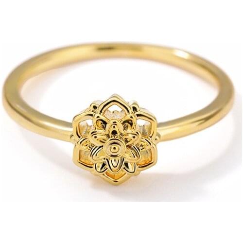 Korean New Elegant Rings For Women Girls Lotus Beautiful Wedding Couple Jewelery Ring Finger Gold Silver Color Femme Gifts 2021