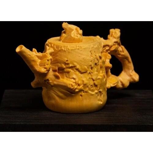 Creative Wooden Pet Carving Teapot Living Room Ornaments Lobe Boxwood Set Carving Handpiece