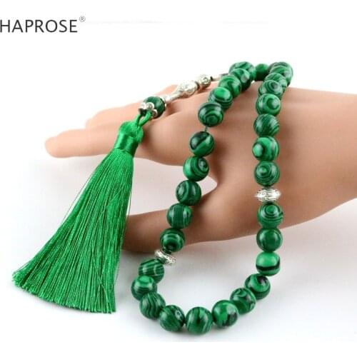 Malachite bracelet Muslim green tassel tasbih worship jewelry man woman necklace tasbeeh 33/99 beads advanced Ramadan gift