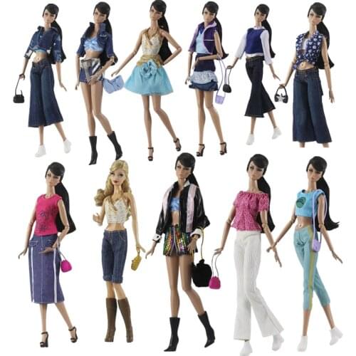 Fashion Vest Shirt Skirt Pants 11.5" Doll Clothes for Barbie Clothes Outfit Tops Trousers bag 1/6 BJD Dolls Accessories Kids Toy