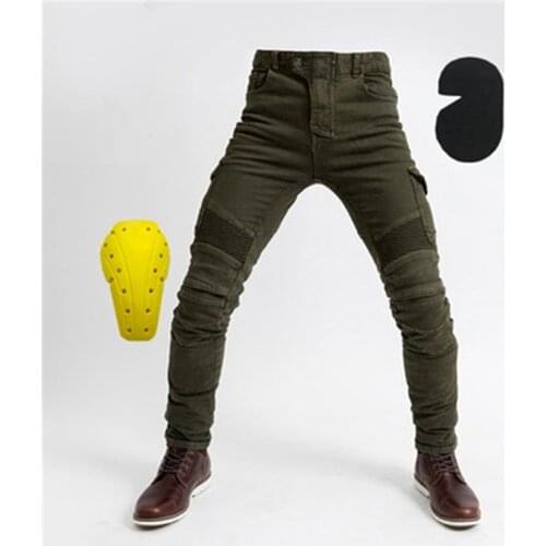 Four Seasons Motorcycle Riding Jeans Hockey Pants Protective Pants 06 Black Green Male Protective Gear