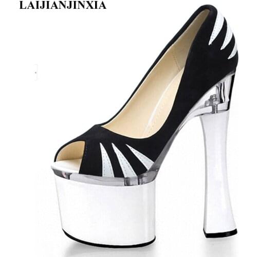 New 18cm Square High Heels Night Club Wedding Party Pole Dance Platform Sandals Dancing Shoes Q-075