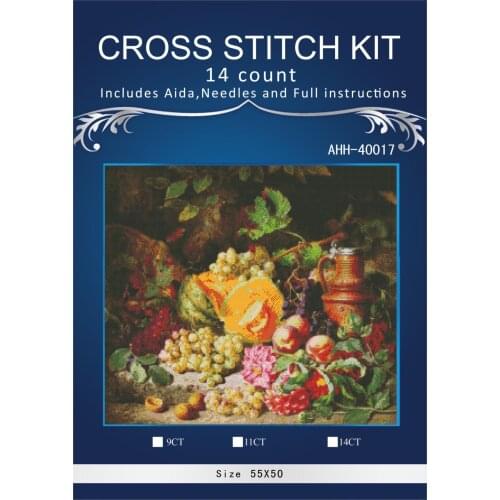 Oneroom vase flowers Cross Stitch Embroidery Kits 14CT dinner talking Cotton Thread Painting DIY Needlework DMC New Year