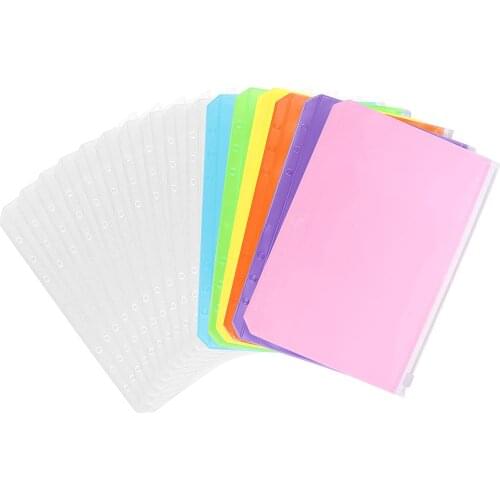 A5 6-Hole Binder Pocket, Binder Zipper Folder, Plastic Zipper Binder, Suitable For 6 Binders, Notebook Binders (7 Colors, A5)
