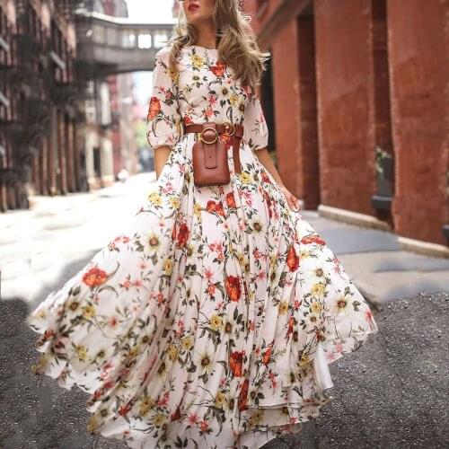 Maxi Dresses For Women Casual Half Sleeve Boho Dresses Swing Floral-printed Holiday Maxi Dresses Party Beach Vestido Платье