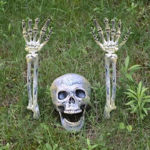 Halloween skeleton horror props home garden decoration ghost hanging decor skull graveyard trick Tombstone Halloween supplies