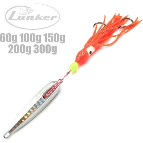 Lunker tai rubber inchiku 60g 100g 150g 200g 300g metal jig octopus skirt snapper grouper slow jigging salt water fishing lure