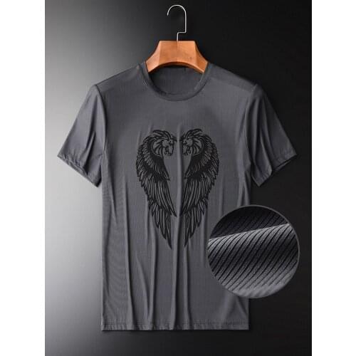 Summer Luxury Patch Embroidery Short Sleeve Man T-shirts Plus Size 4XL Jelly Printed Slim Fit Mens T-shirt