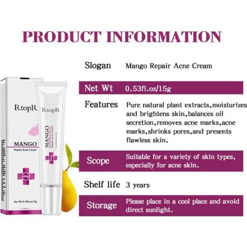 RtopR Anti Acne Cream Spots Scar Treatment Cream Shrink Pores Moisturizing Skin Care SSwell